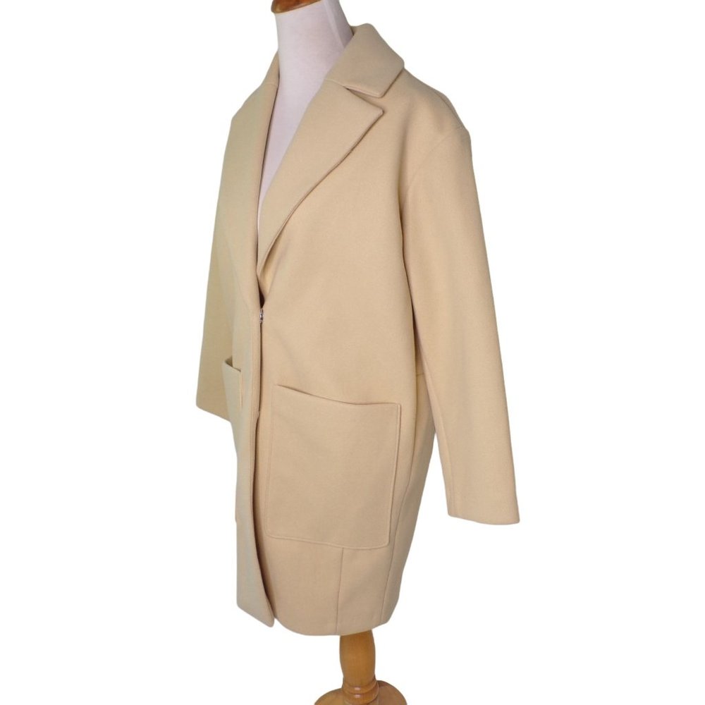 🆕 TOPSHOP Margo Oversized Buttermilk Coat Yellow Beige 2 - Picture 7 of 12
